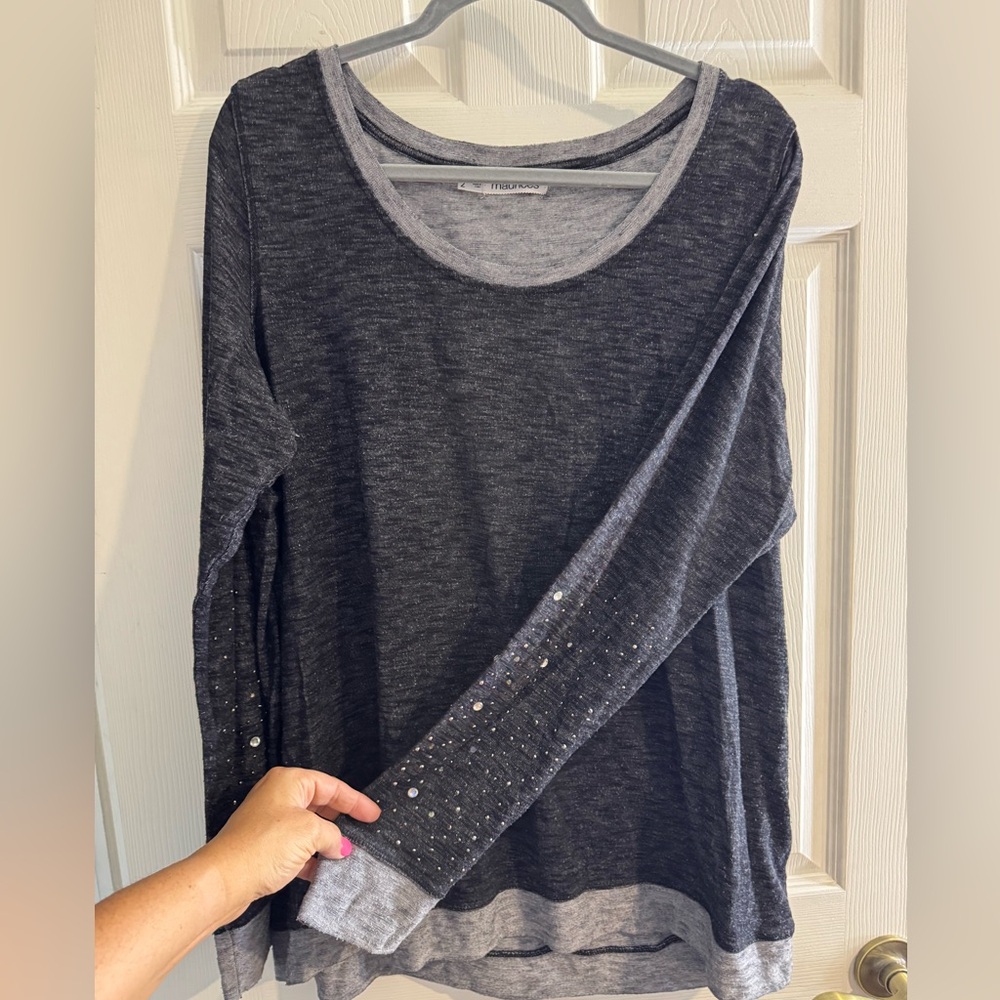 Women’s long sleeve sparkly arm top, Maurice’s, size 2.